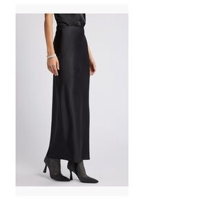 OPEN EDIT Elegant Bias Cut Black Maxi Skirt | Medium